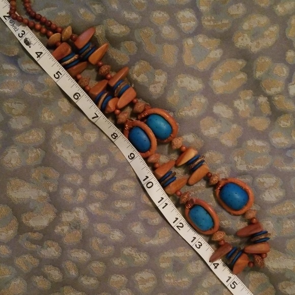 3/$30 Handmade Boho Necklace. Brown/Turquoise - Picture 2 of 5